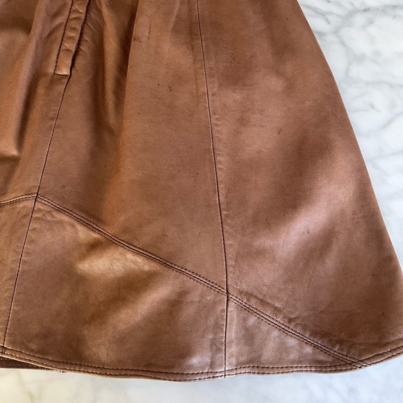 Anthropologie Cognac Leather Skirt - Picture 7 of 7